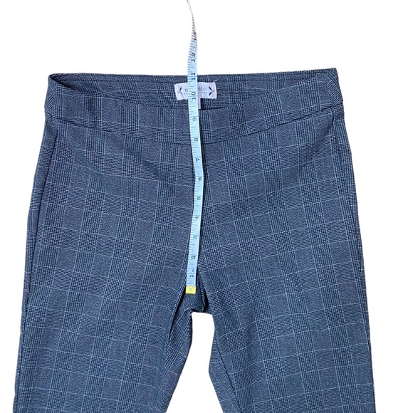 Nanette Lepore Plaid Pull On Stretch Tapered Fall Preppy Chic Trouser Pants Gray - Picture 7 of 9